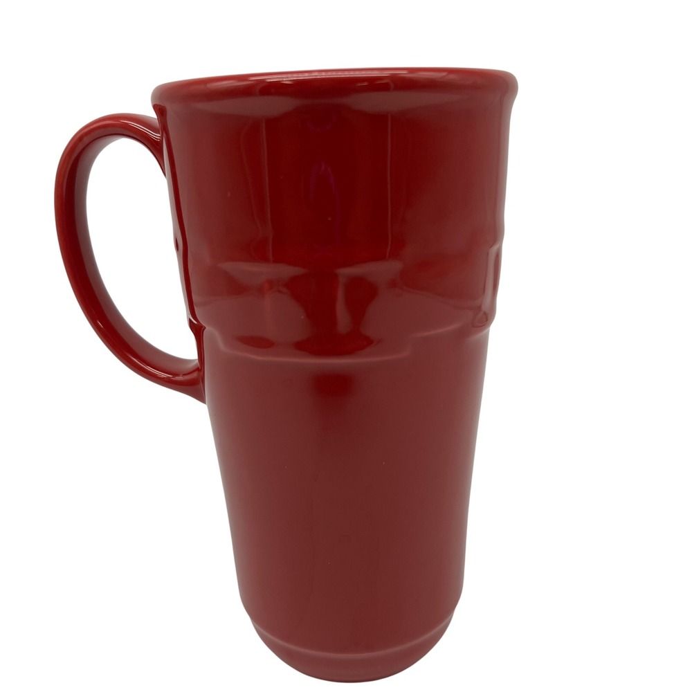VTG Longaberger Woven Traditions Tomato Red Tall Coffee Mug Ceramic 16oz No Lid